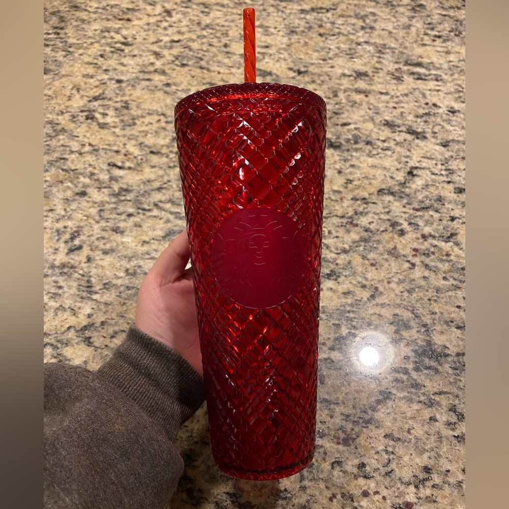 Starbucks 2021 Winter Holiday Ruby Red Jeweled Studded Tumbler